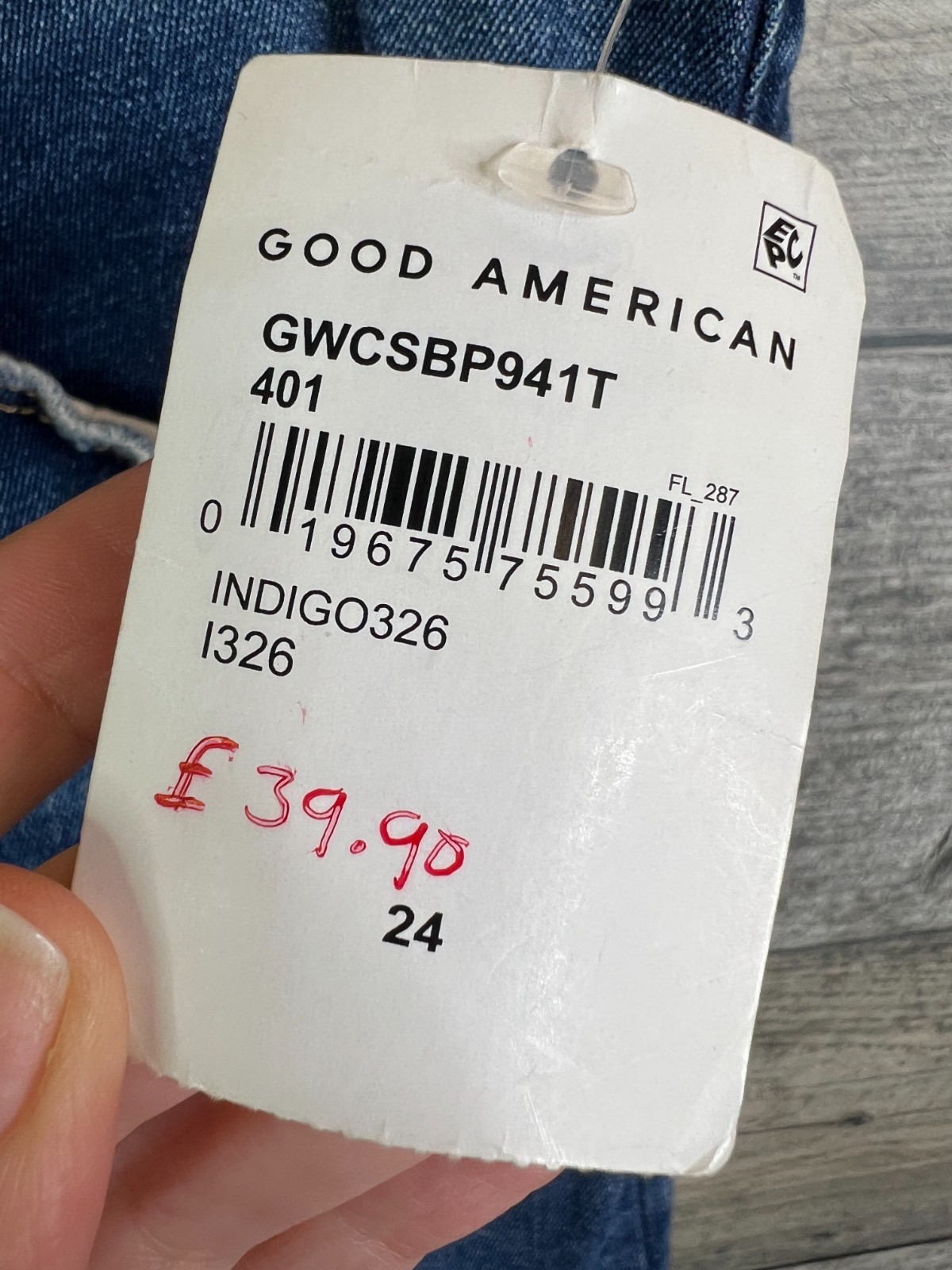 Good American Jeans Size 24 UK 26 Blue Good Waist Crop High Skinny Basic