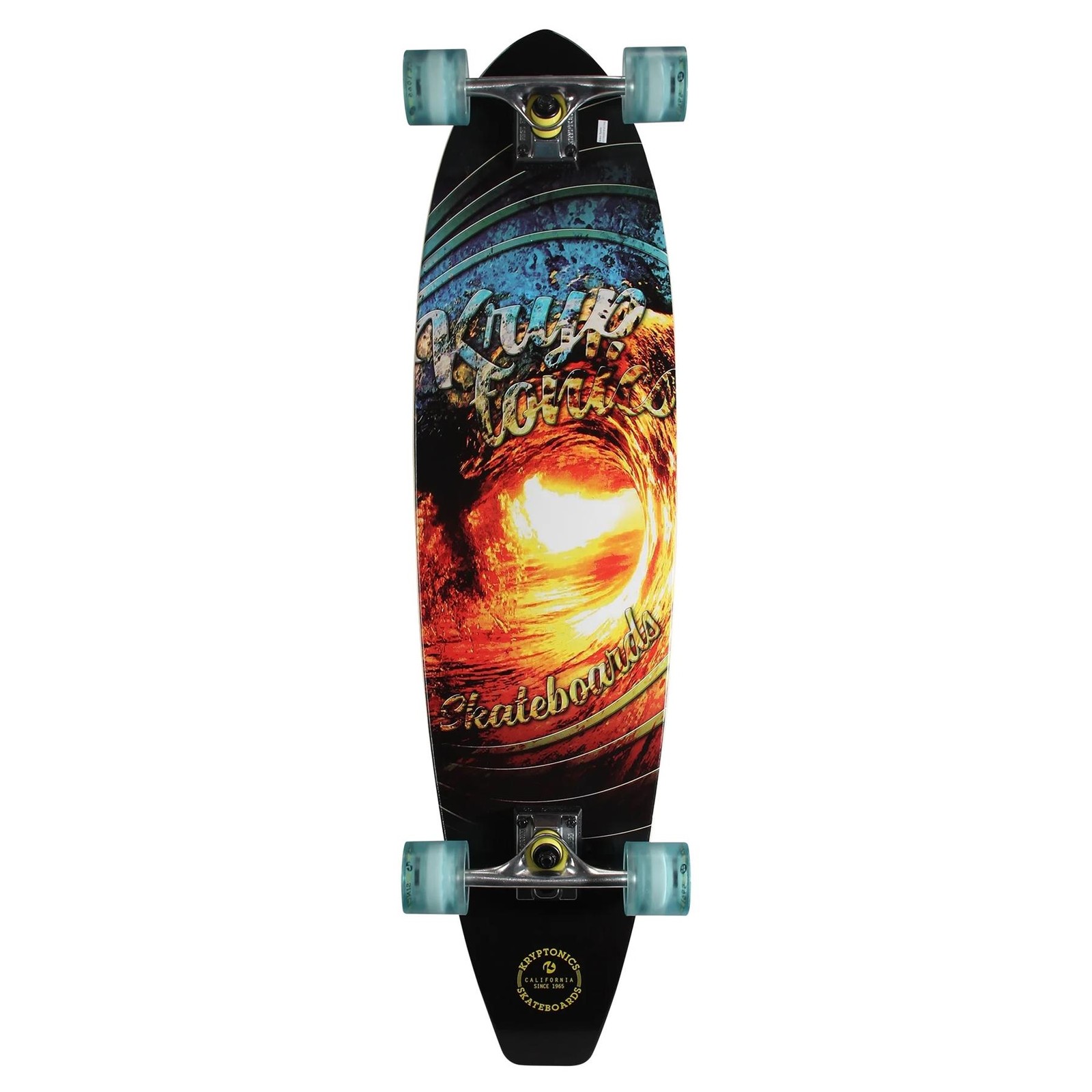 New Kryptonics 36" Longboard Complete Skateboard (Black/Waves)