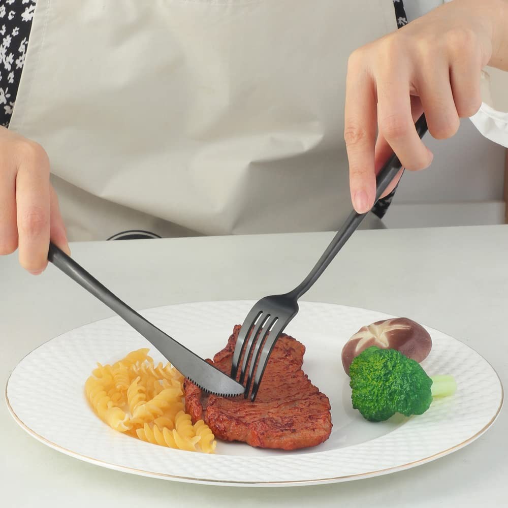 Matte Black Silverware Set, 20-Piece Stainless Steel Flatware Set Service for...