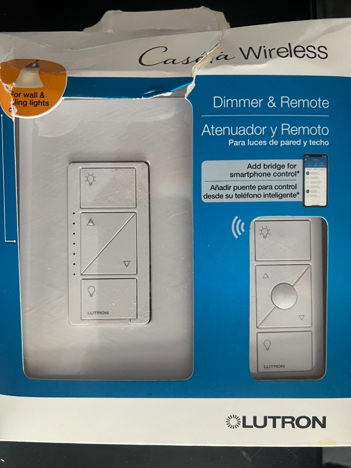 Lutron Caseta Smart Dimmer Switch & Remote Kit LED Wall & Ceiling Lights 8246/OB