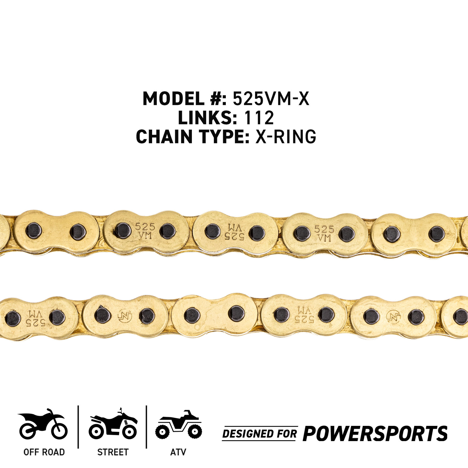 NICHE Gold 525 X-Ring Chain 112 Links With Connecting Master Link Motorcycle