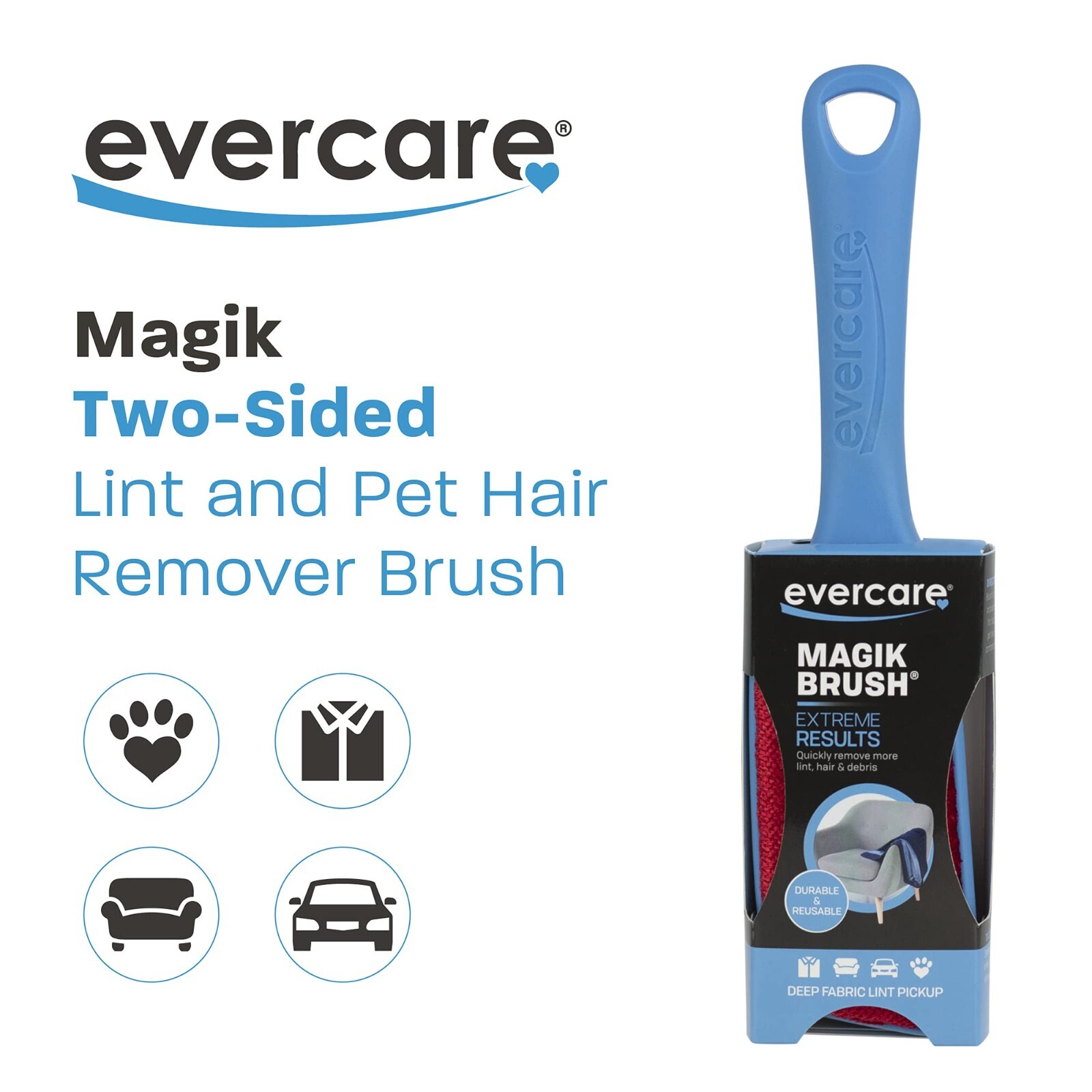 Lot 3 Evercare Magic Lint hair debris Remover brush 3-pack, Black, Double Sided