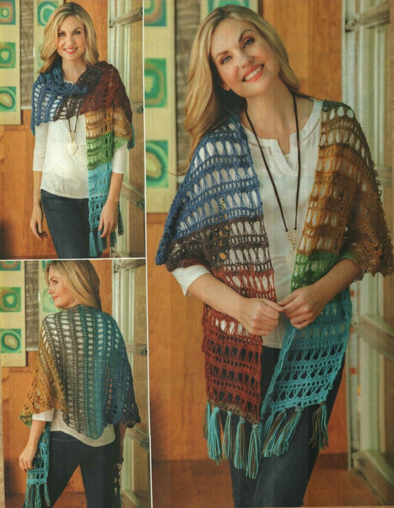 CROSSOVER SHAWL WRAP WOMEN'S CROCHET PATTERN INSTRUCTIONS