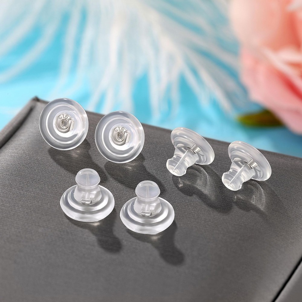 Silicone Earring Backs, 6pcs 18K Gold Replacements, Locking for Studs/Droopy ...