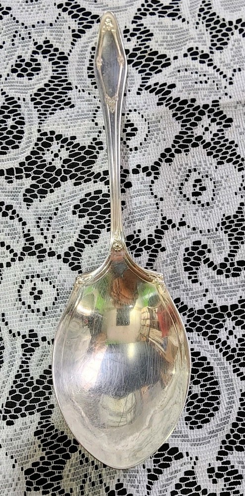 🔎HOLMES & EDWARDS c1915 DESANCY AKA ROSELAND SILVERPLATED CASSEROLE SPOON🥘