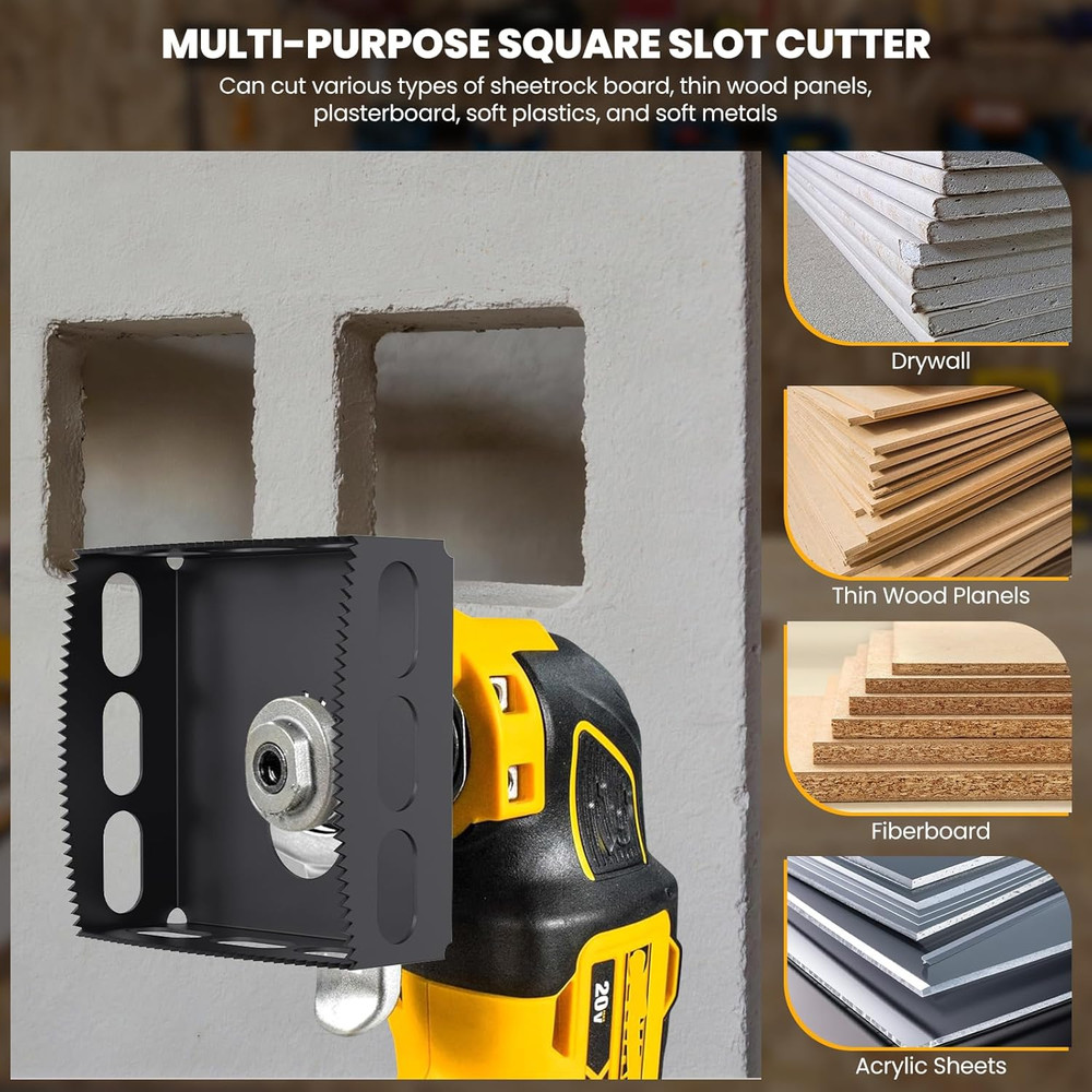 2Pcs Square Slot Cutter for Oscillating Tool - Electrical Box Cutter (Black)