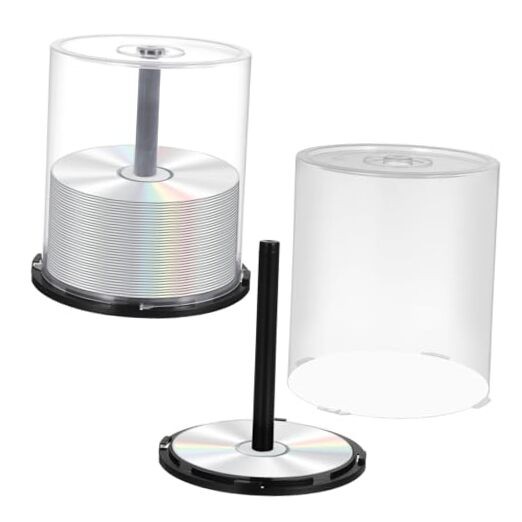 Empty CD/DVD Cake Box Spindle, 2PCS Empty DVD Storage Bucket Clear Holder CD
