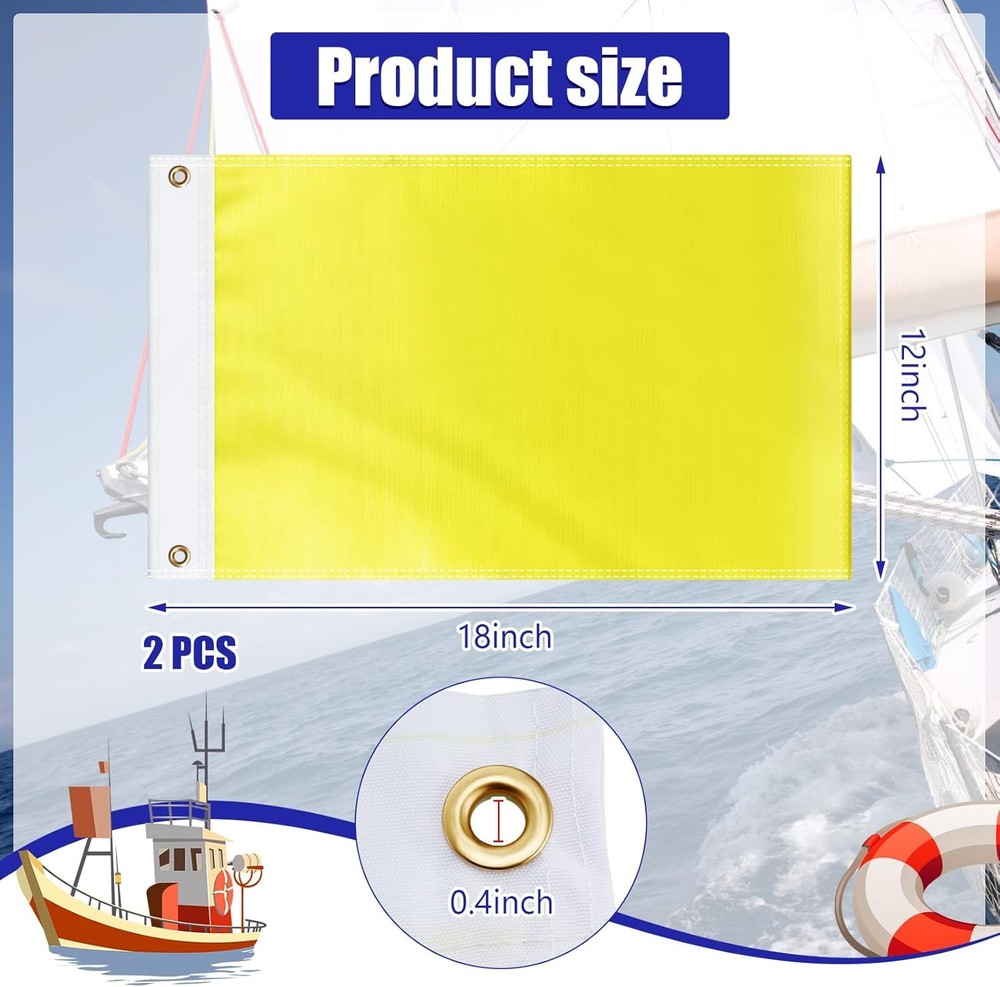 Boyiee 2 Pcs Yellow Quarantine Flag Blank Nautical Message