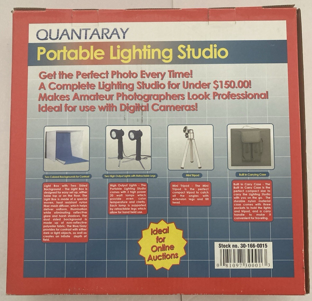 Quantaray Portable Lighting Studio w/Lights & Accessories - NIB