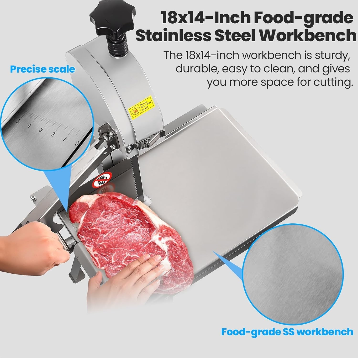 1000/1500W Electric Meat Bone Bandsaw Machine w/8 Blades Frozen Cutter for Beef
