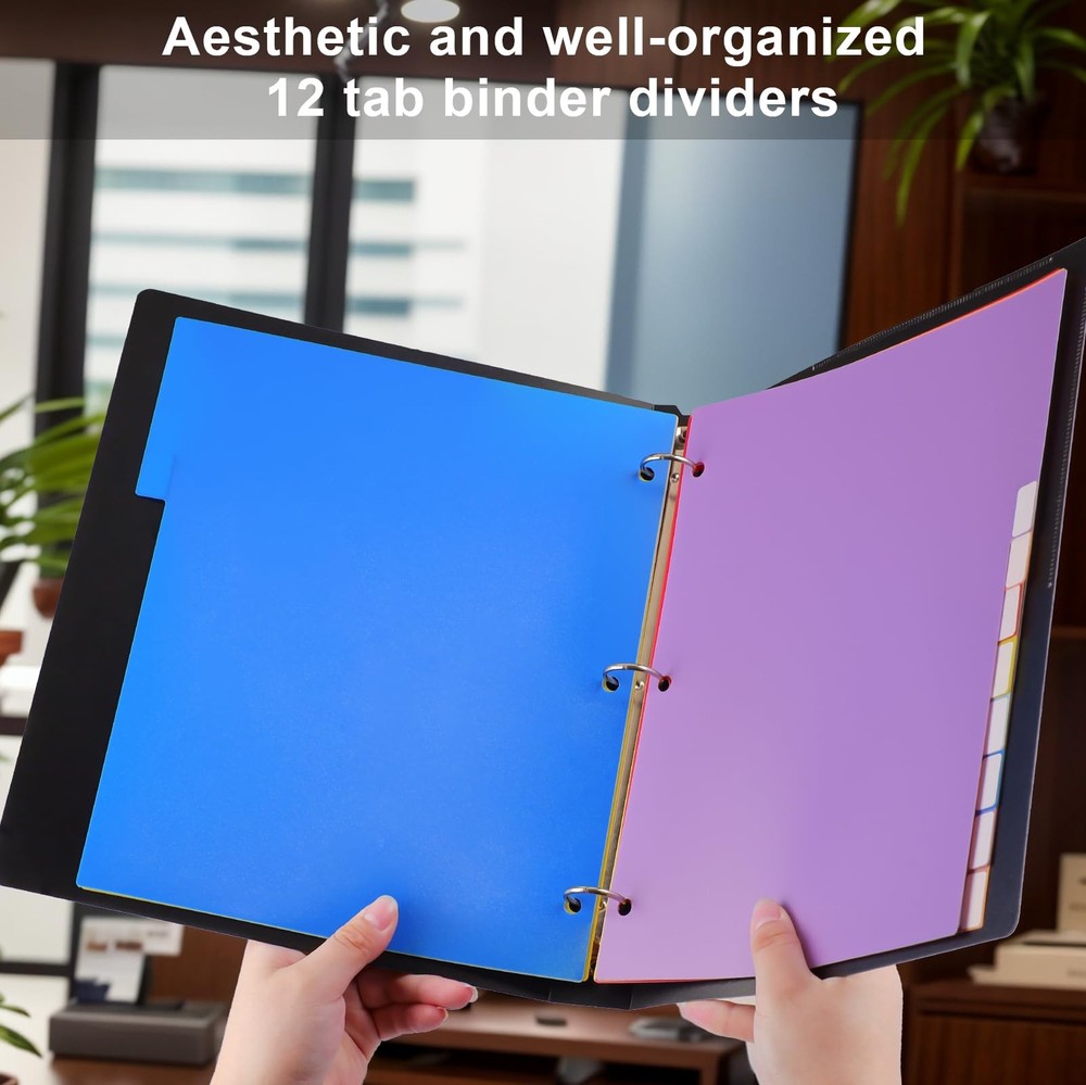 12 Pack Binder Dividers Multicolor Tab Dividers for 3 Ring Binder | Binder Tabs
