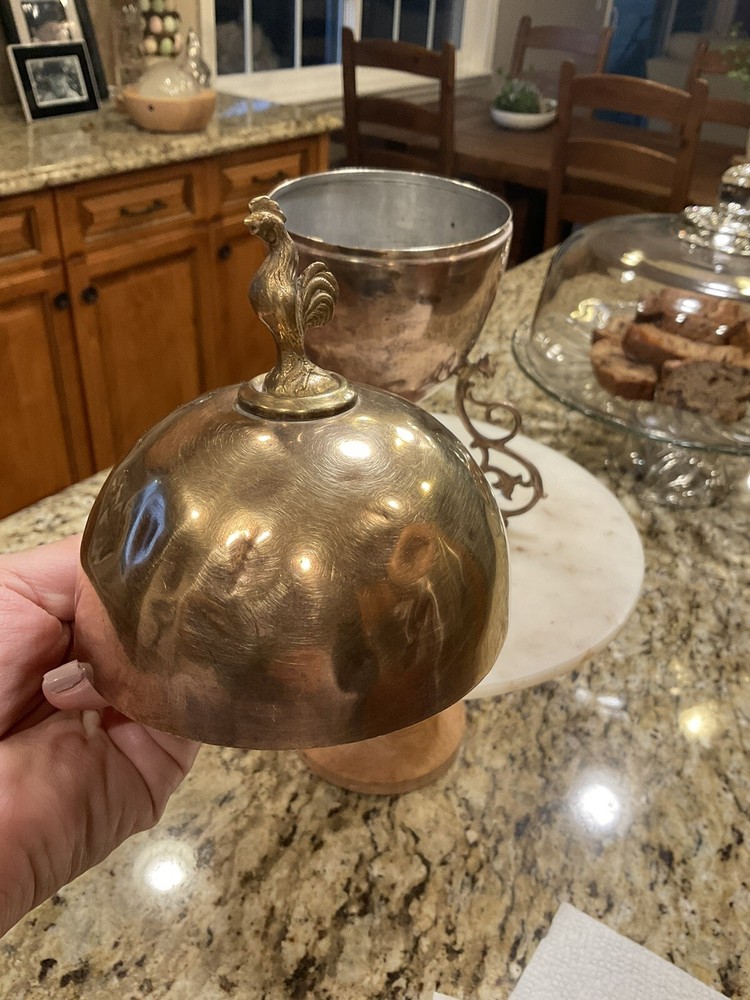 Antique Copper Egg Coddler Rooster Finial