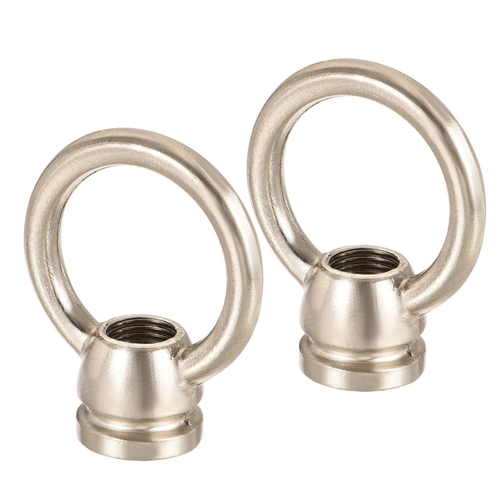 2pcs Eye Nut 15kg Load 36x43mm M10 Thread Ring Shape Female Loop Nickle Color