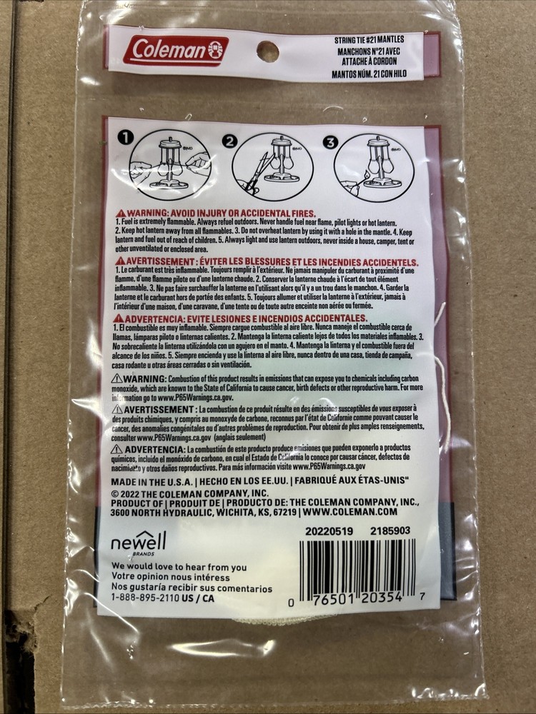 New Coleman String Tie #21 Mantles 2 pack