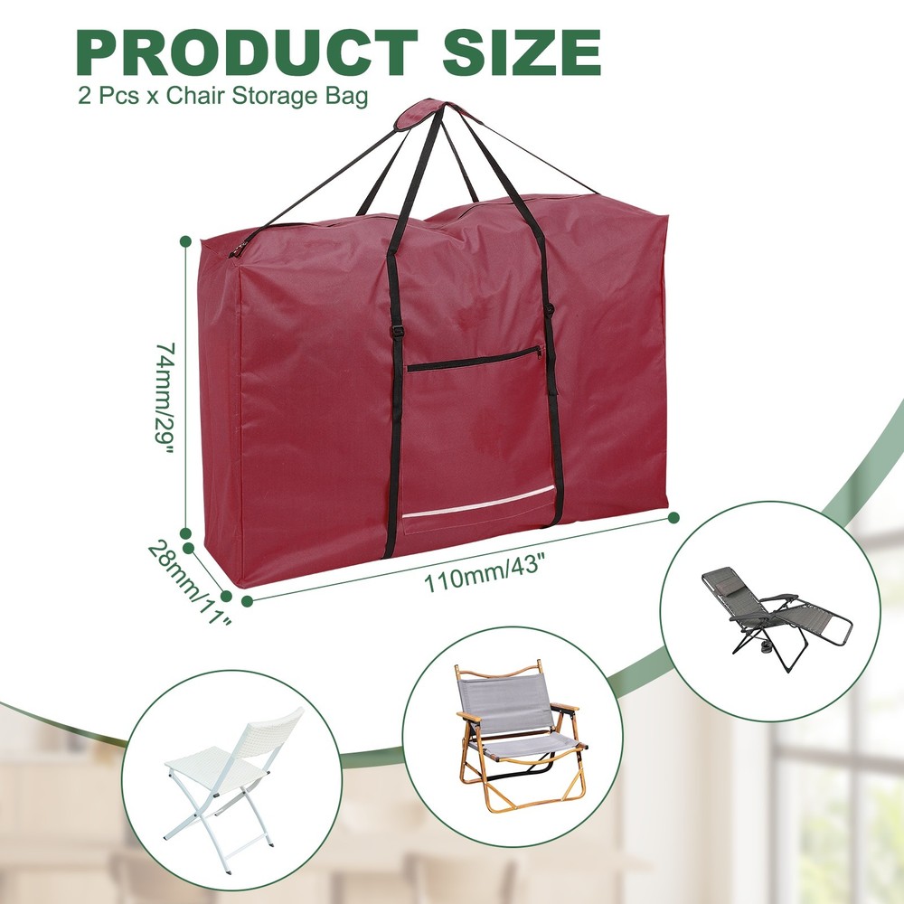 2Pcs 600D Folding Table Storage Bag with Handle 43" x 29" x 11" Red