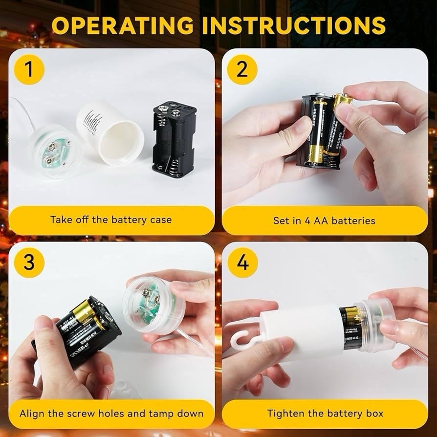 (4pcs) 120 LED Copper Wire Firework Lights with Remote – 8 Modes, Waterproof For