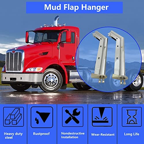 Angled Spring Loaded Mud Flap Hanger Bracket Set 1-1/8" Bolt Spacing Chrome