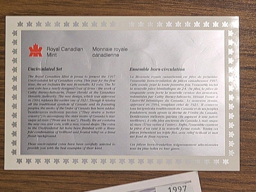 1997 Canada Ottawa Uncirculated Proof Like Coin Set