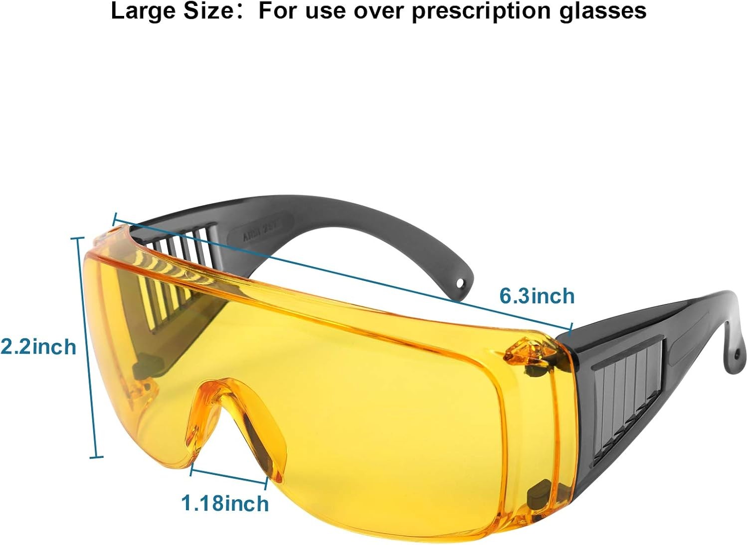 Shooting Glasses Over Eyeglasses, AntiFog Safety Yellow Lens