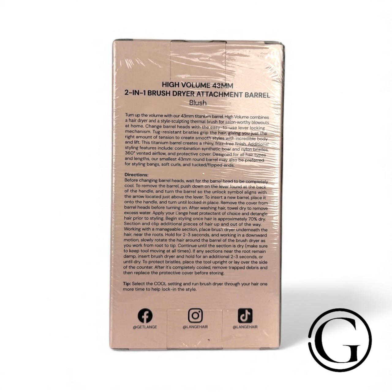 L'Ange High Volume 43mm 2-N-1 Brush Dryer Attachment Barrel New Sealed