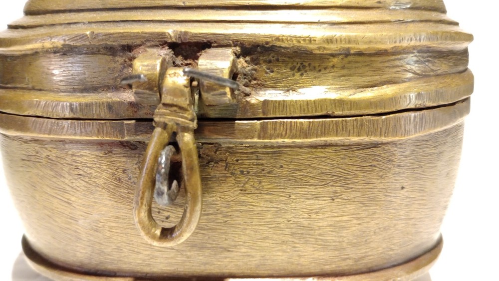 vintage Indian tribal brass lidded box