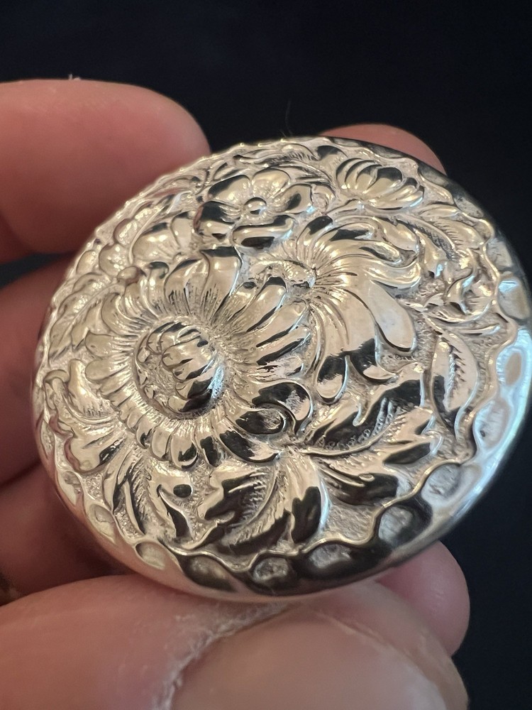 Beautiful Continental Silver Repouse Lidded Trinket Box c.1900