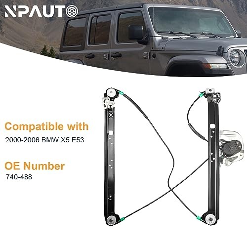 NPAUTO Front Driver Side Power Window Regulator Without Motor fit for BMW X5 E53