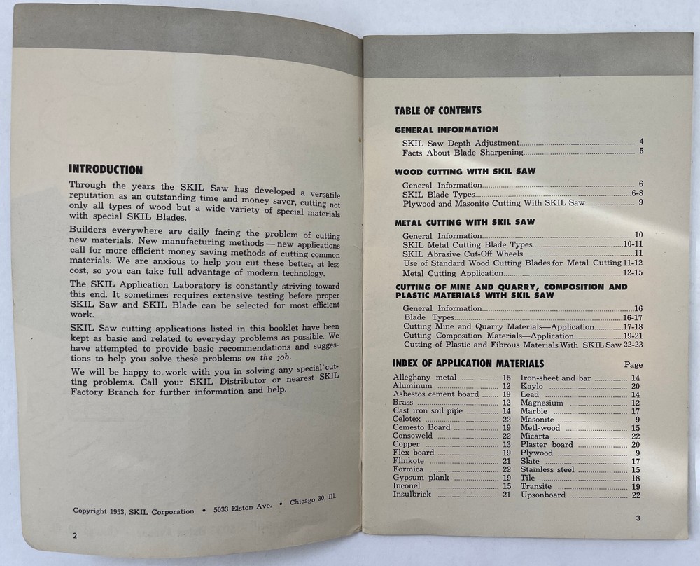 1953 Skillsaw Problem Solver Booklet Circular Saw Guide Different Materials