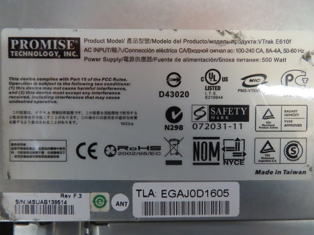 Promise Technology -VTrak E-Class VTE610f -16 TB.