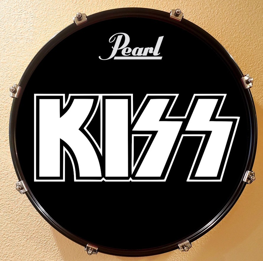 KISS, 22" Bass Drum Head, White Logo, Peter Criss, Eric Singer, Eric Carr