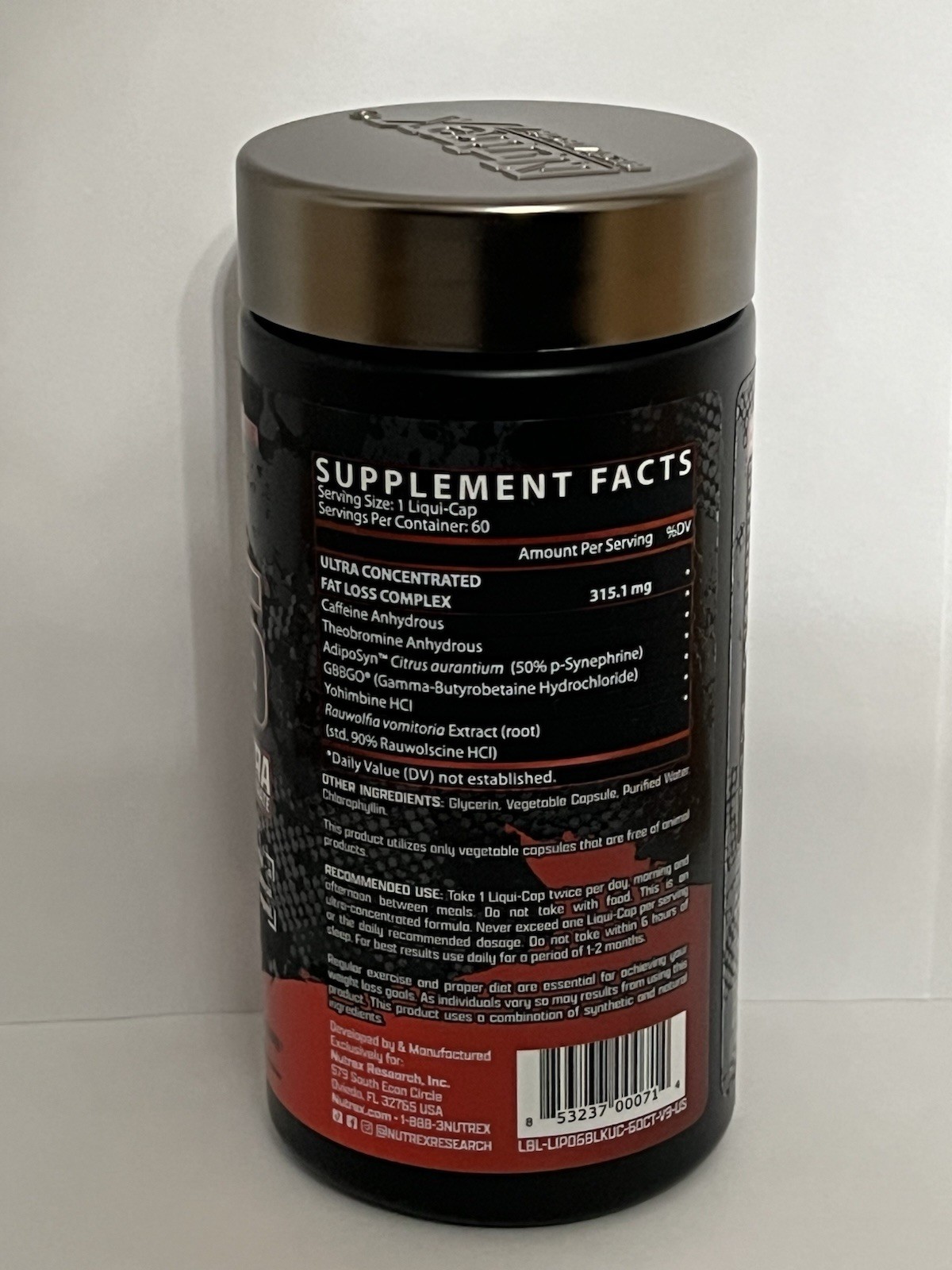 Lipo6 Black Intense Ultra Concentrate Thermogenic Fat Burner Weight. Exp 05/2027