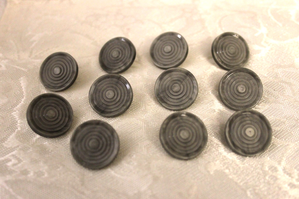 11 Vintage Gray Plastic Buttons - 3/4 inch