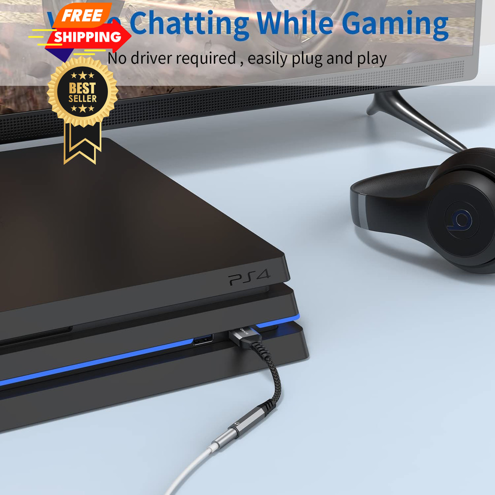 USB to 3.5mm Jack Audio Adapter (2-Pack), Headset,...