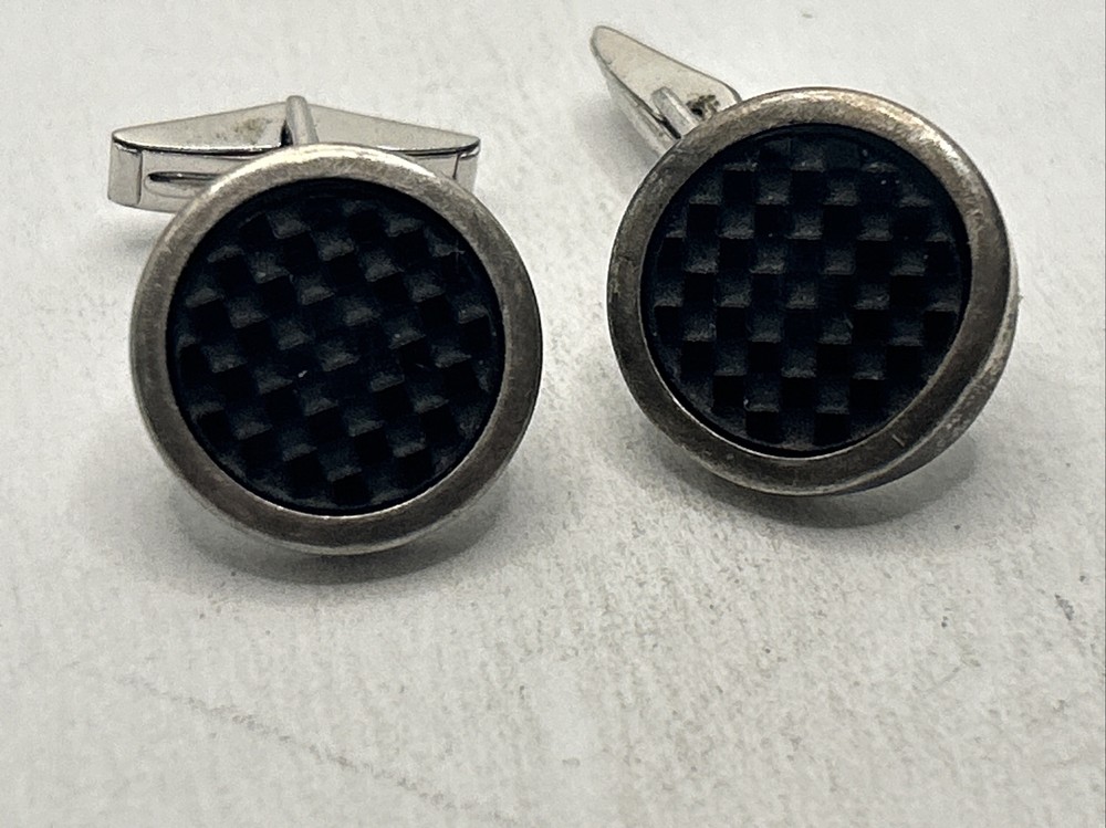 Vintage Round Sterling Silver BAB Cuff Links, 925