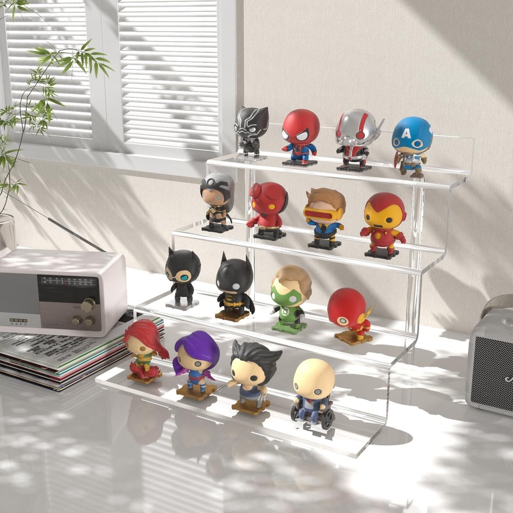 2 Pack 4-Tier Acrylic Display Riser Shelf Perfume Organizer for Cupcake Figures
