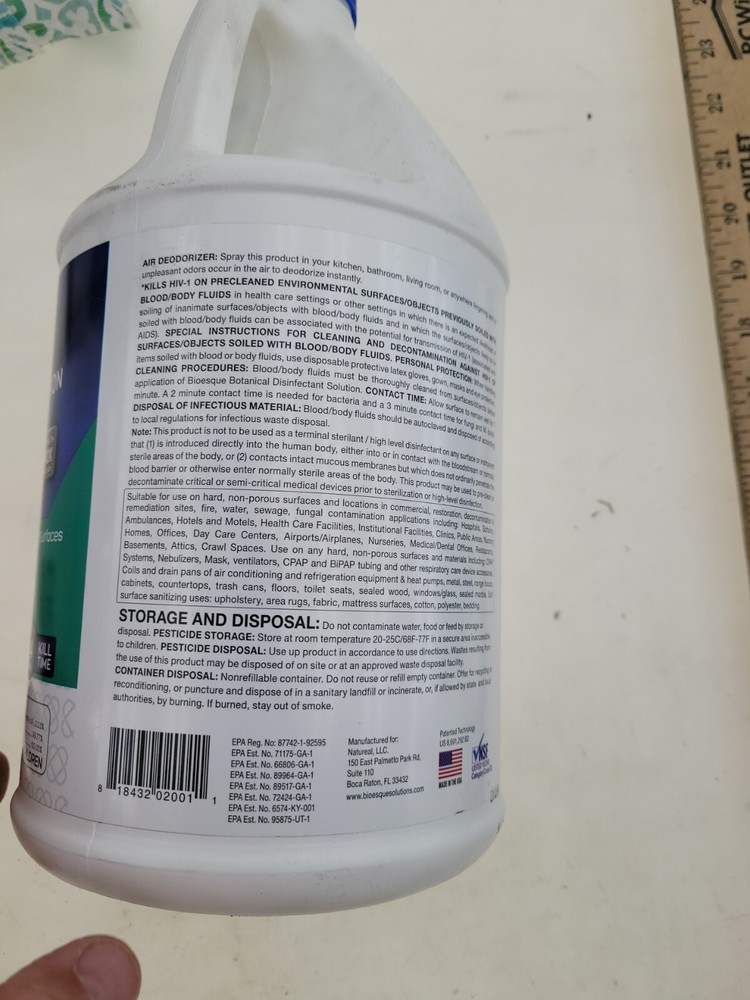 Bioesque Botanical Disinfectant Clean Sanitize Solution - 1 Gallon