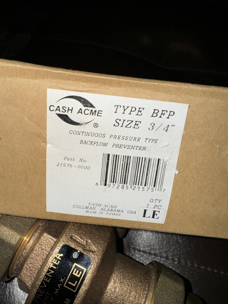 CASH-ACME 3/4' BACKFLOW PREVENTER Type BFP
