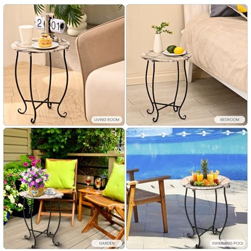 Patio Side Table, Versatile 14" Round Side Table for Balcony Yard Porch