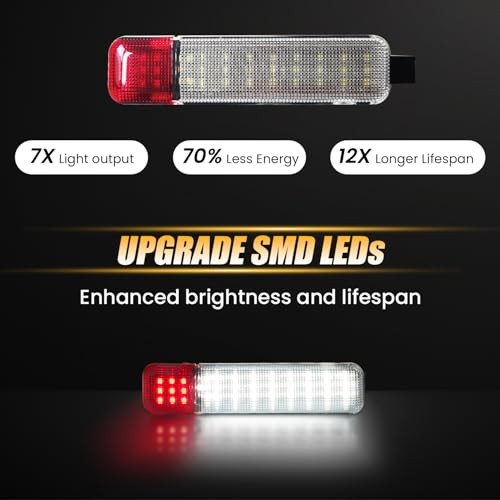 2PCS LED Interior Door Panel Light, White/Red Courtesy Warning 2pcs Red/White