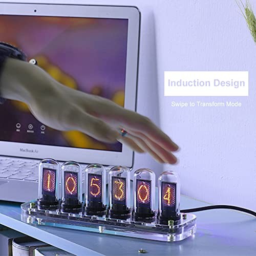 Tube Clock,Imitation Nixie Tube Clock DIY Creative Clock, IPS LCD