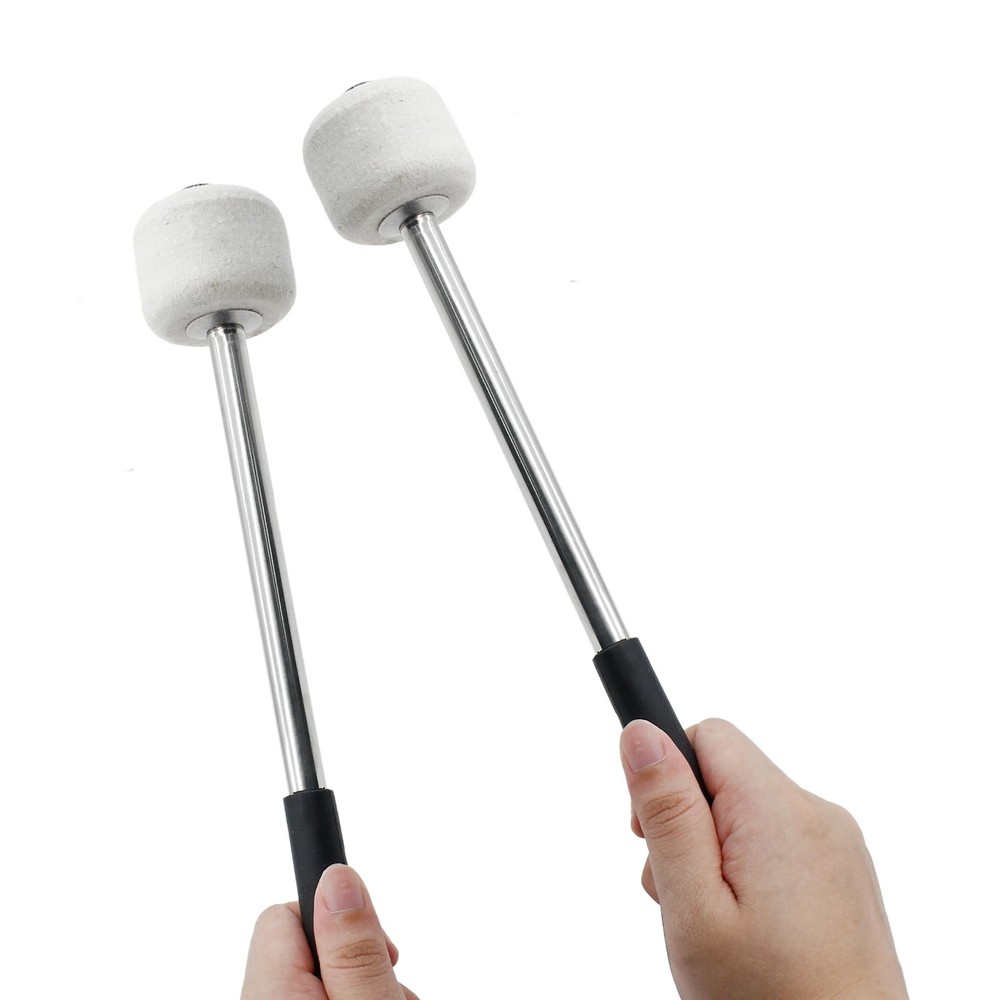 2 Pcs Marching Bass Drum Mallets, Wool Felt Drum Mallets Percussion with Stai...