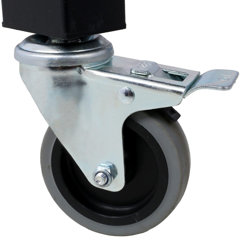 48" Wide Adjustable Height Rolling Workbench with Rubber Wood Top