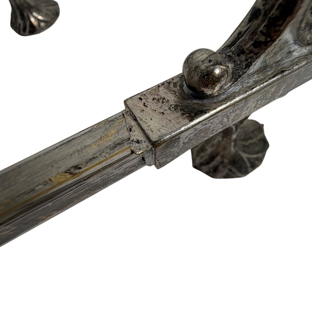 Antique Georgian Silver Plated Adjustable Dish Cross Trivet Stand Signed Italy