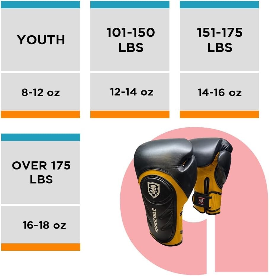 Invincible Fight Gear Professional Hook and Loop Leather Training Boxing Gloves