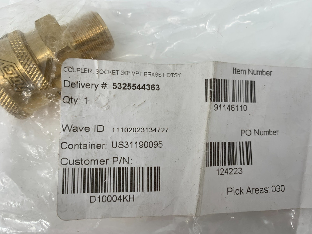 General Pump D10004KH Hotsy Brass Coupler Socket 3/8" MPT