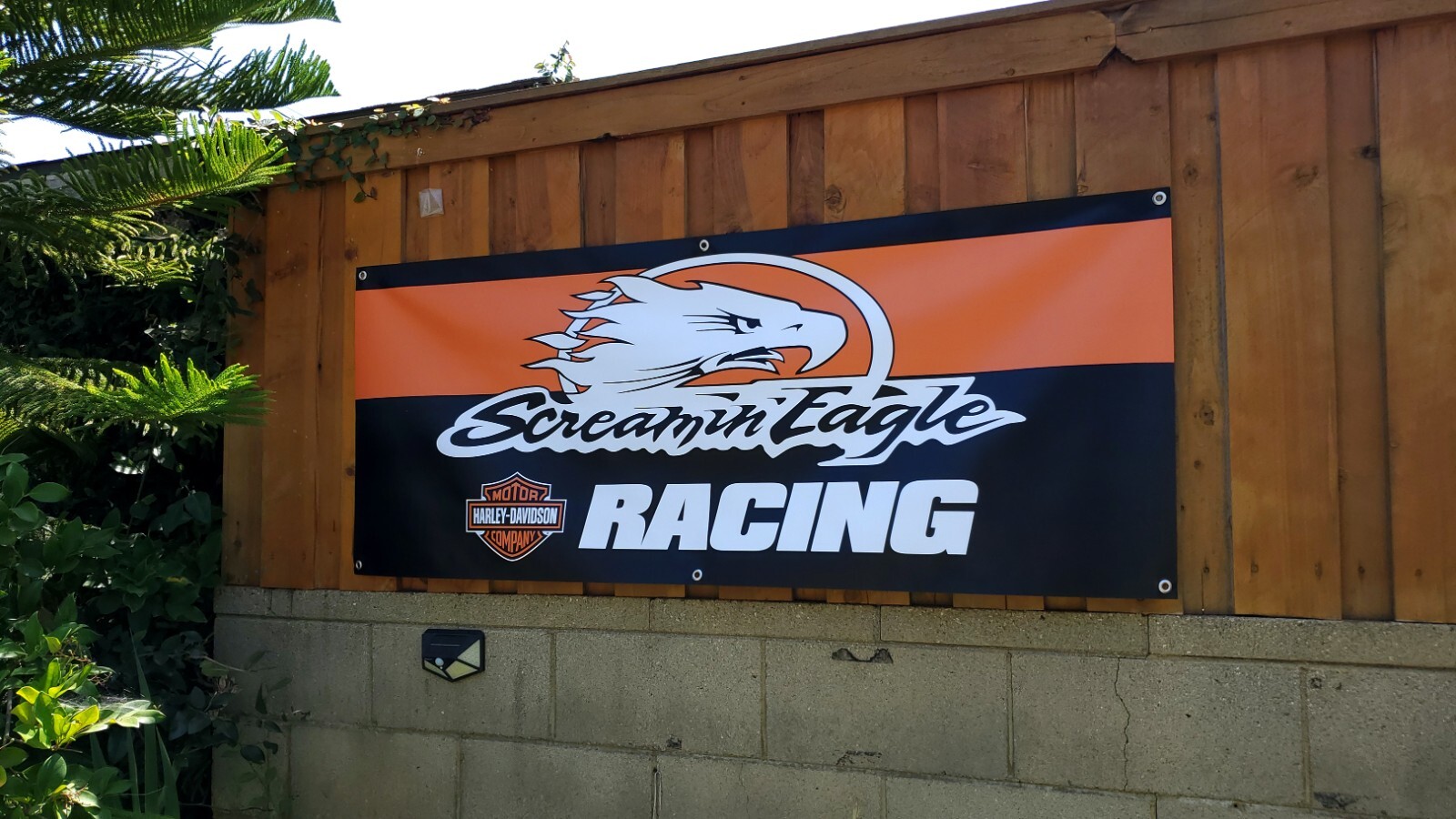 Harley Davidson Screamin' Eagle Racing Motorcycle Banner Vinyl Garage Decor