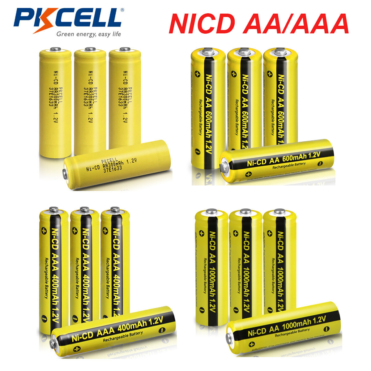 Rechargeable AA AAA NICD Batteries 1.2V 300mAh-2800mAh for Garden Yard Lights US