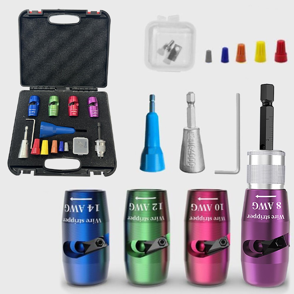 Wire Stripper For Drill Wire Stripping Twisting Tool Upgrade Electrical W/ Case