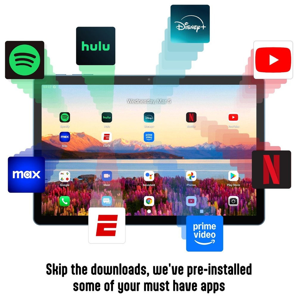 tabtoday 11 inch Tablet, Android 14, Octa-Core Processor 128GB ROM, WiFi - Blue