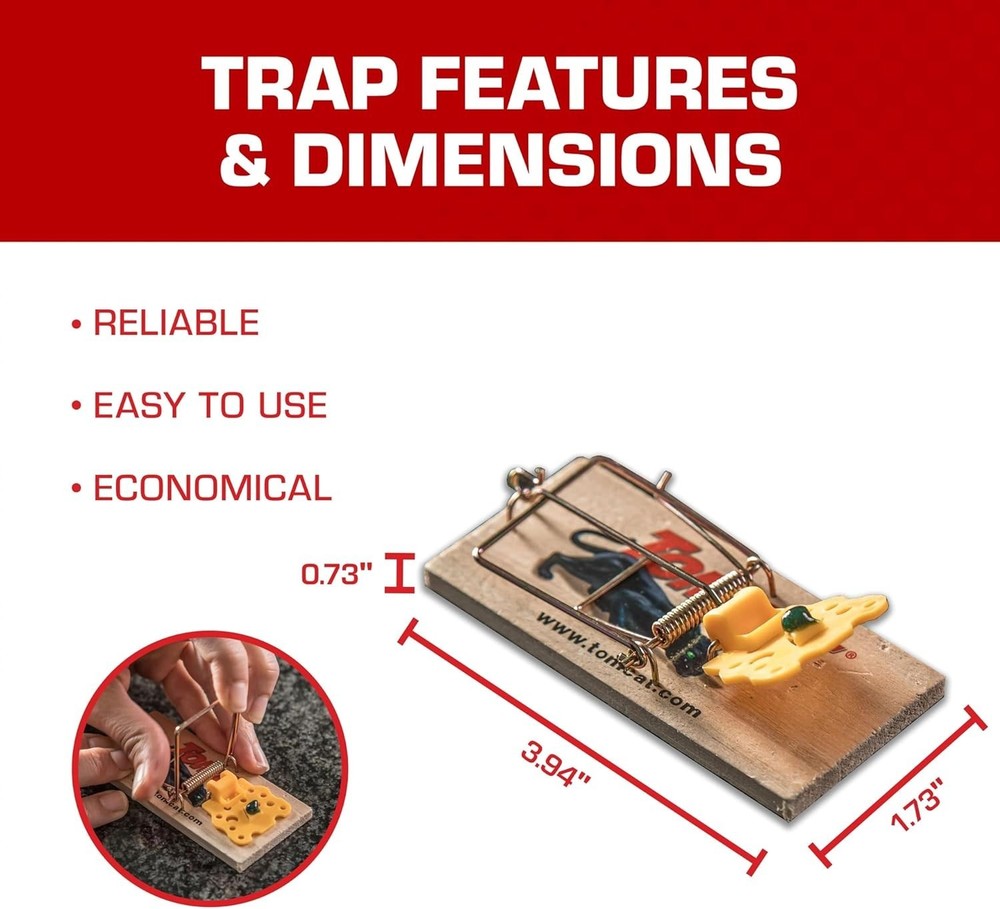 Compact and Effective Wooden Mouse Traps - 2 Traps for Efficient Rodent Control